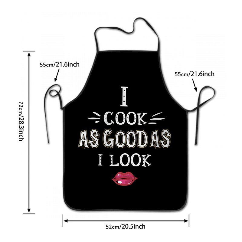 Granbey I Cook As Good As I Look Aprons Waterproof Funny Quote with Red Lip Print Cooking Apron for Women Durable Kitchen Chef Apron for Baking, Gardening, Grilling, BBQ - Image 2